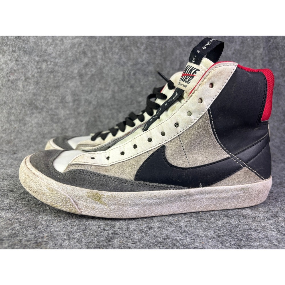 Nike Blazer Mid 77 Youth Size 5.5Y Grey Black Red High Top Sneakers DH8640-100